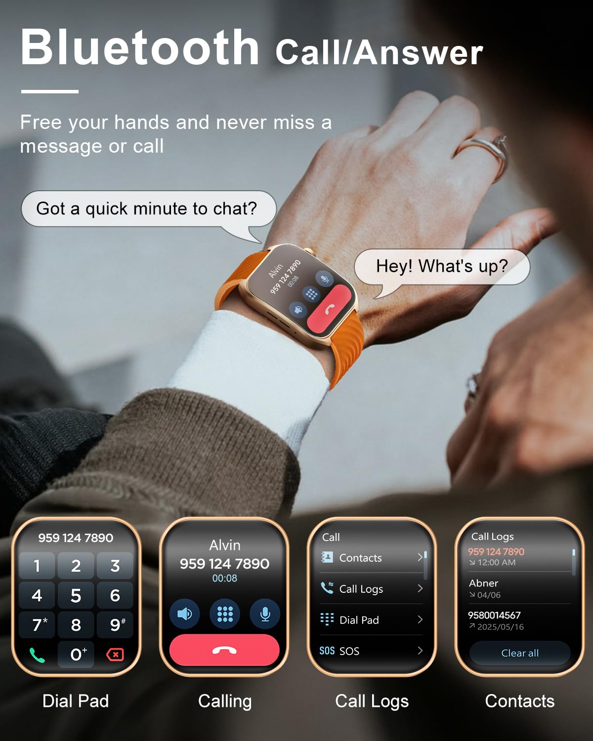 Benio Smart Watches For Men (Answer/Make Calls),2.04 Amoled Curved Display,Mens Smart Watch With Heart Rate/Sleep/Spo2 Monitor,1