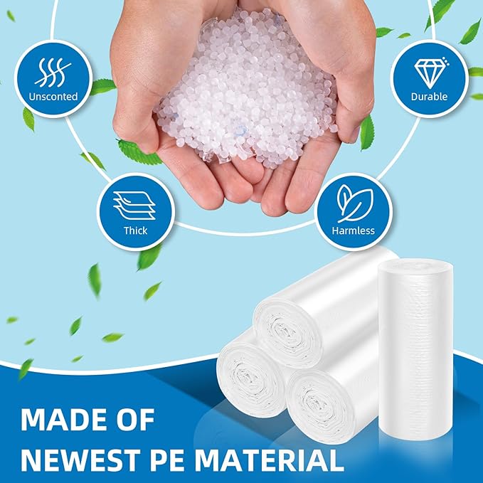 2.6 Gallon Small Trash-Bags Bathroom With-Handles - Kitchen White Garbage Bag 100 Count Little Plastic Unscented Waste Basket Office Car Thick Strong Can Liners Acqkunlo