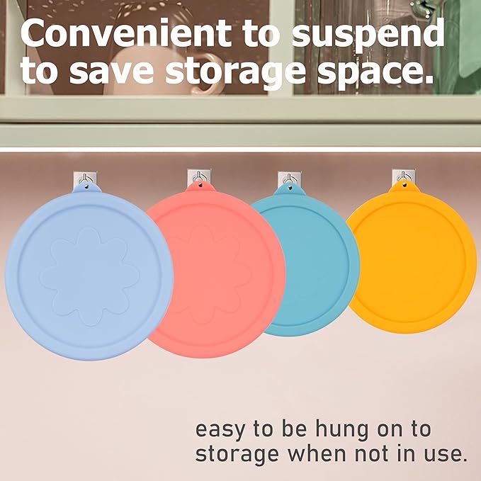 4 Cup Silicone Replacement Lids Storage Cover for Anchor Hocking Glass Bowls (Container not Included) 4 Pack Microwave, Dishwasher and Freezer Safe
