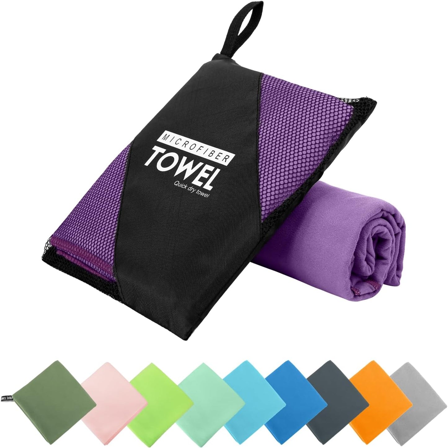 Microfiber Travel Towel, Soft Lightweight Quick Dry Towel, Super Absorbent Compact Travel & Sports & Beach Towels for Camping, Backpack, Gym, Swimming, Yoga, Hiking (XXL:40"×72" -Purple)