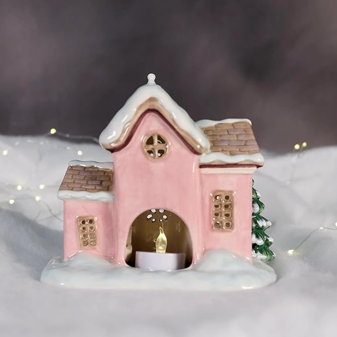Blue Sky Clayworks Hello KITTY'S Merry Book Nook Candle House, 6.75" L x 4.75" W x 6.25" H, Storybook Snowlight