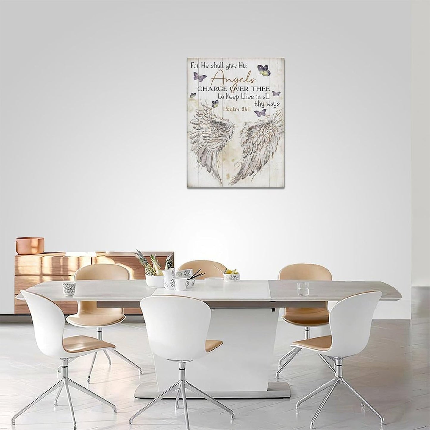 Scripture Psalm 91 Wall Art Christian Angel Wings Pictures Wall Decor Bible Verse Canvas Painting Print Artwork Abstract Modern Home Decorations Framed Ready to Hang for Office Living Room 20"x24"