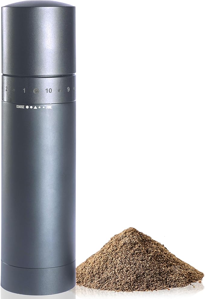 External Adjustable Pepper Grinder — Heavy-Duty All-Metal Manual Mill for Fast, Precise Grinding and Clean, Effortless Seasoning (Deep Gray)