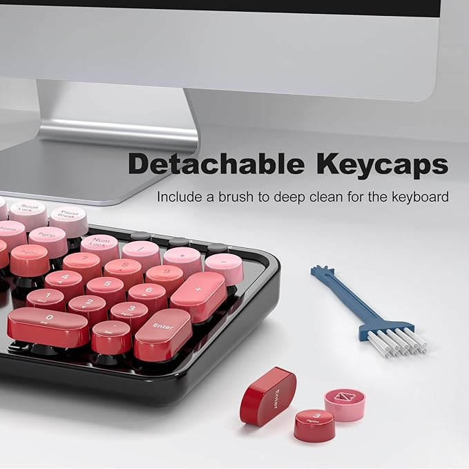 MOFII Wireless Keyboard and Mouse Combo, 2.4GHz Retro Typewriter Keyboard Full Size, Cute Wireless Mice, USB Dongle Plug and Play, for Laptop, PC, Desktop, Windows (Black Red Gradient Color)