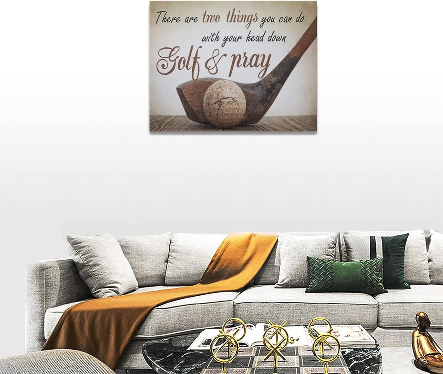 Golf Wall Art Sports Golf Pictures Wall Decor Motivational Quotes Canvas Painting Artwork Modern Home Decorations Framed for Bedroom Office Living Room 12"x16"