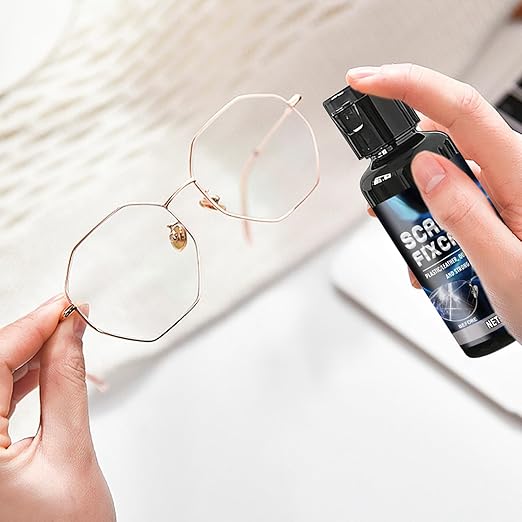 Glasses Scratch Repair Kit – Liquid Lens Polishing Solution, Scratch Removal Cleaner with Sponge, Optical Restoration Compound | for Sunglasses, Eyeglasses, Phone, Watch, Camera, Window, Screen