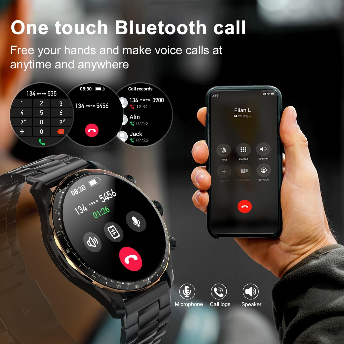 Loghog Smart Watches For Men,1.43 Amoled Display Fitness Watch Ip68 Waterproof Activity Tracker Smartwatches Compass Compatible