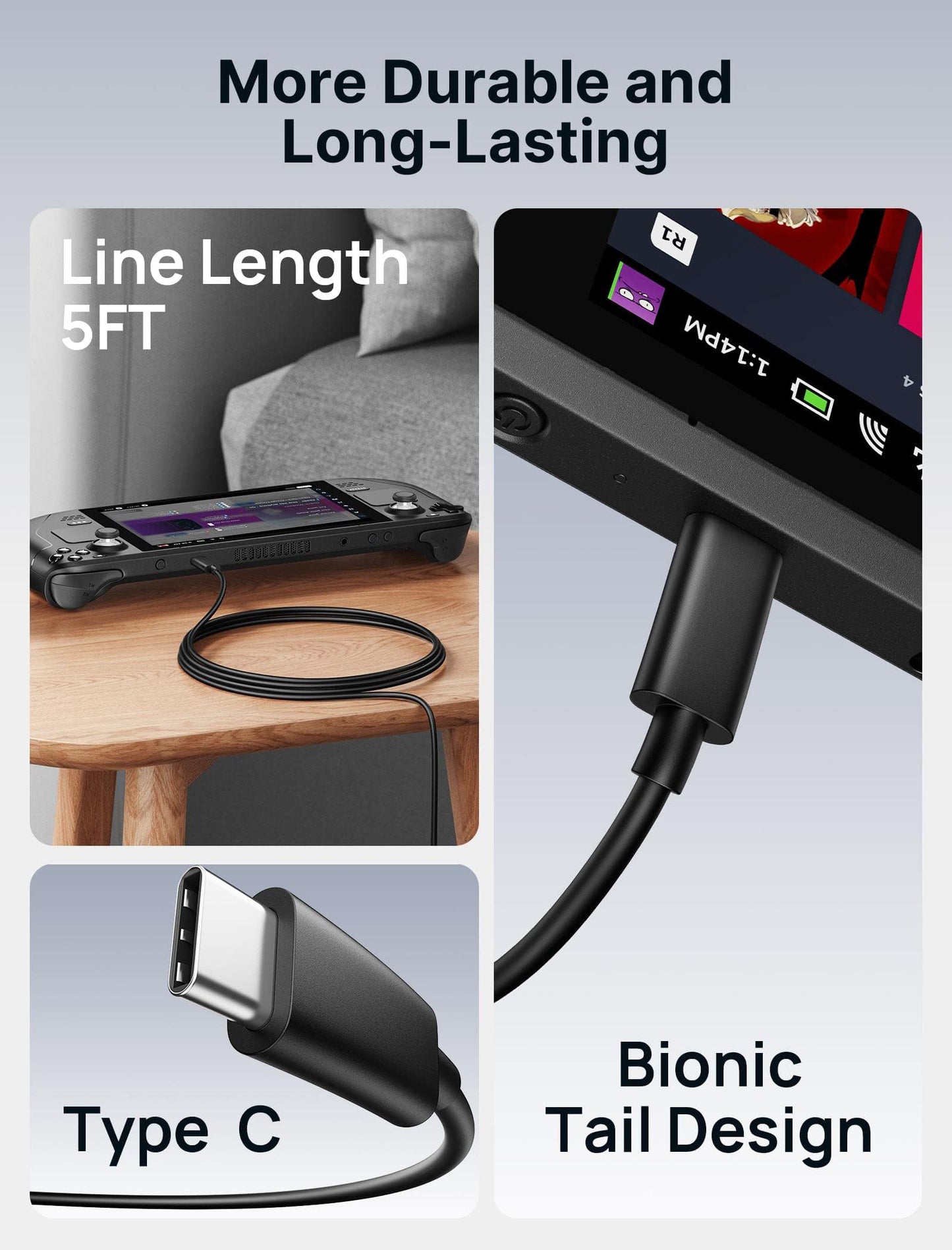 Jsaux 45W Usb C Charger For Steam Deck/Oled, 5Ft Cable Type C Pd 3.0 45 Watt Fast Charging Compatible With Steam Deck, Switch/Ol