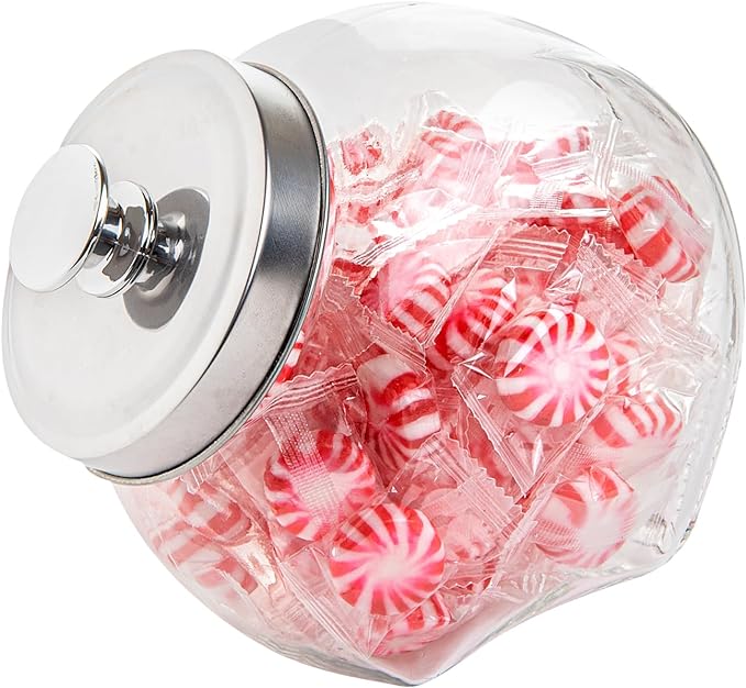 Restaurantware Vetri 0.3 Gallon Penny Jar 1 Durable Candy Jar - With Wide Spout Chrome Lid Clear Glass Cookie Jars For Kitchen Counter Dishwashable