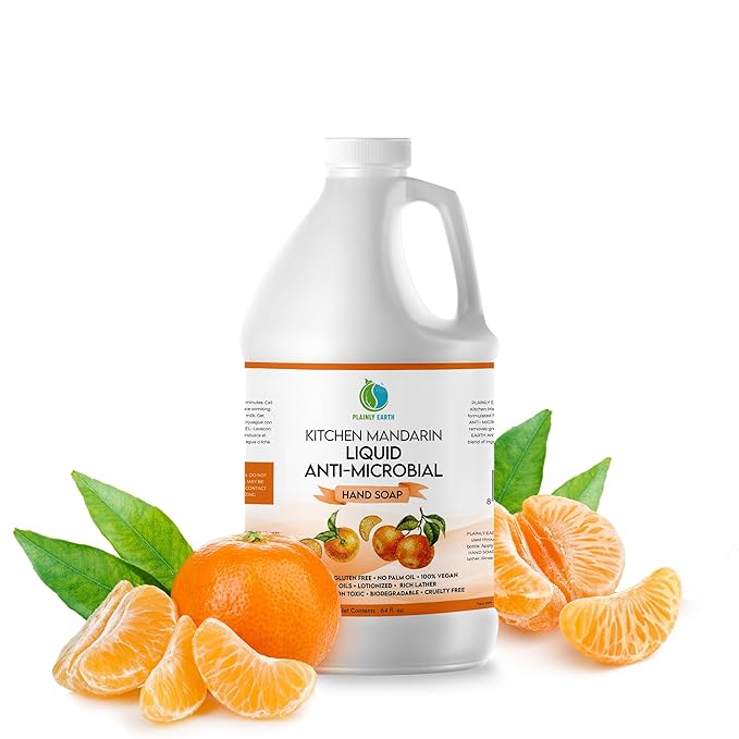 AntiMicrobial Hand Soap, 64 oz Bulk Refill - Antibacterial Hand Soap, Gentle, Scented Moisturizing Hand Soap for Kitchen and Bathroom - Kitchen Mandarin