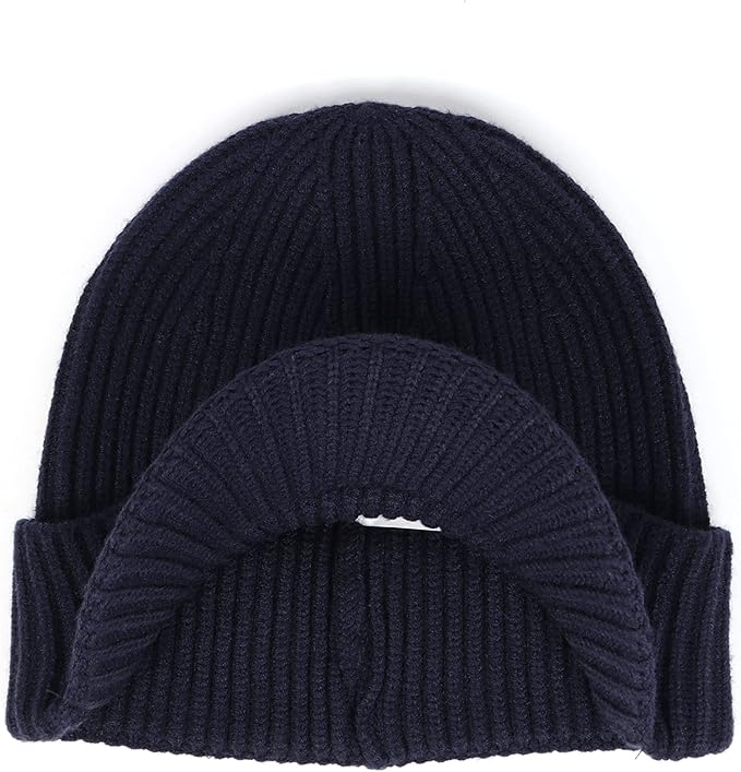Zylioo Oversize Beanie Hats, XXL Big Size Ribbed Knit Cuffed Winter Hat for Cold Weather, Warm Skull Watch Cap