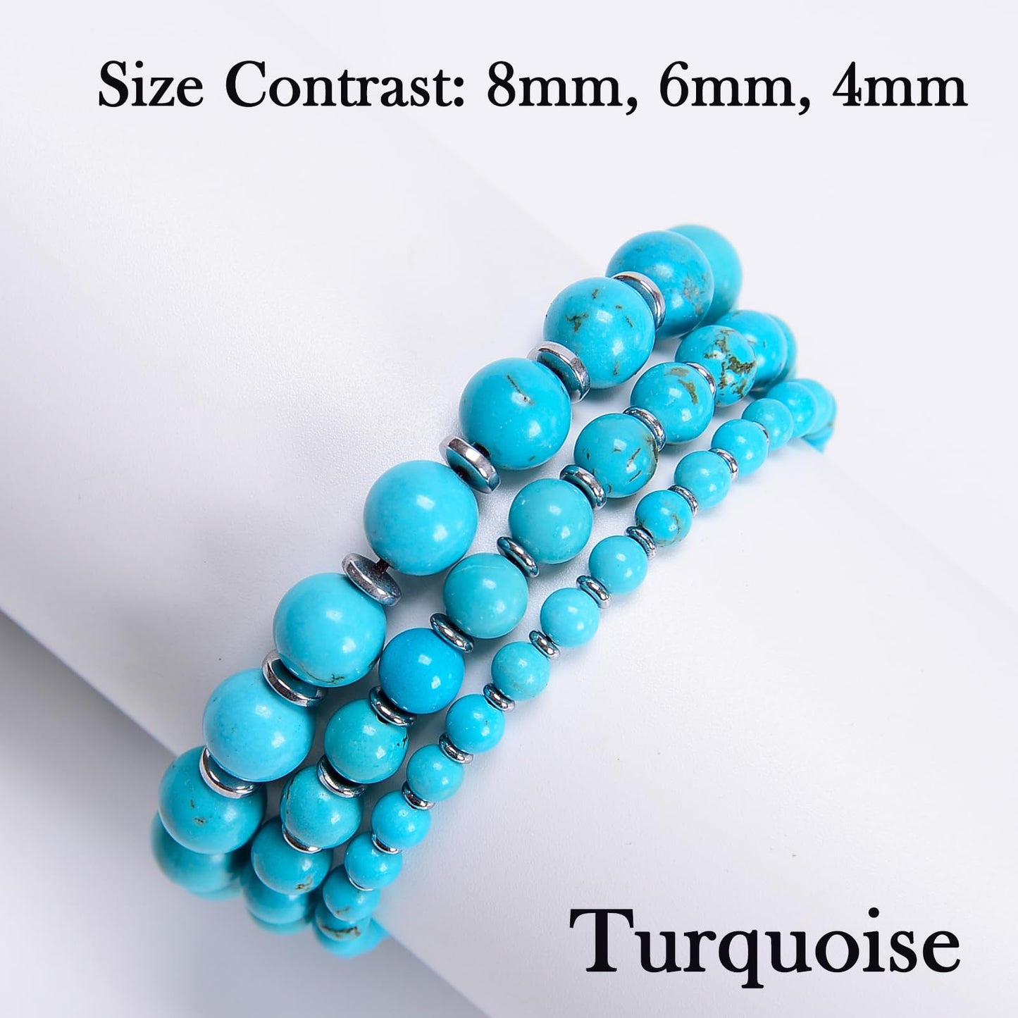 CHCCOYE 6mm Handmade Adjustable Natural Gemstone Crystal Bracelet Healing Power Energy Inspirational Gifts with Card for Unisex (Turquoise)