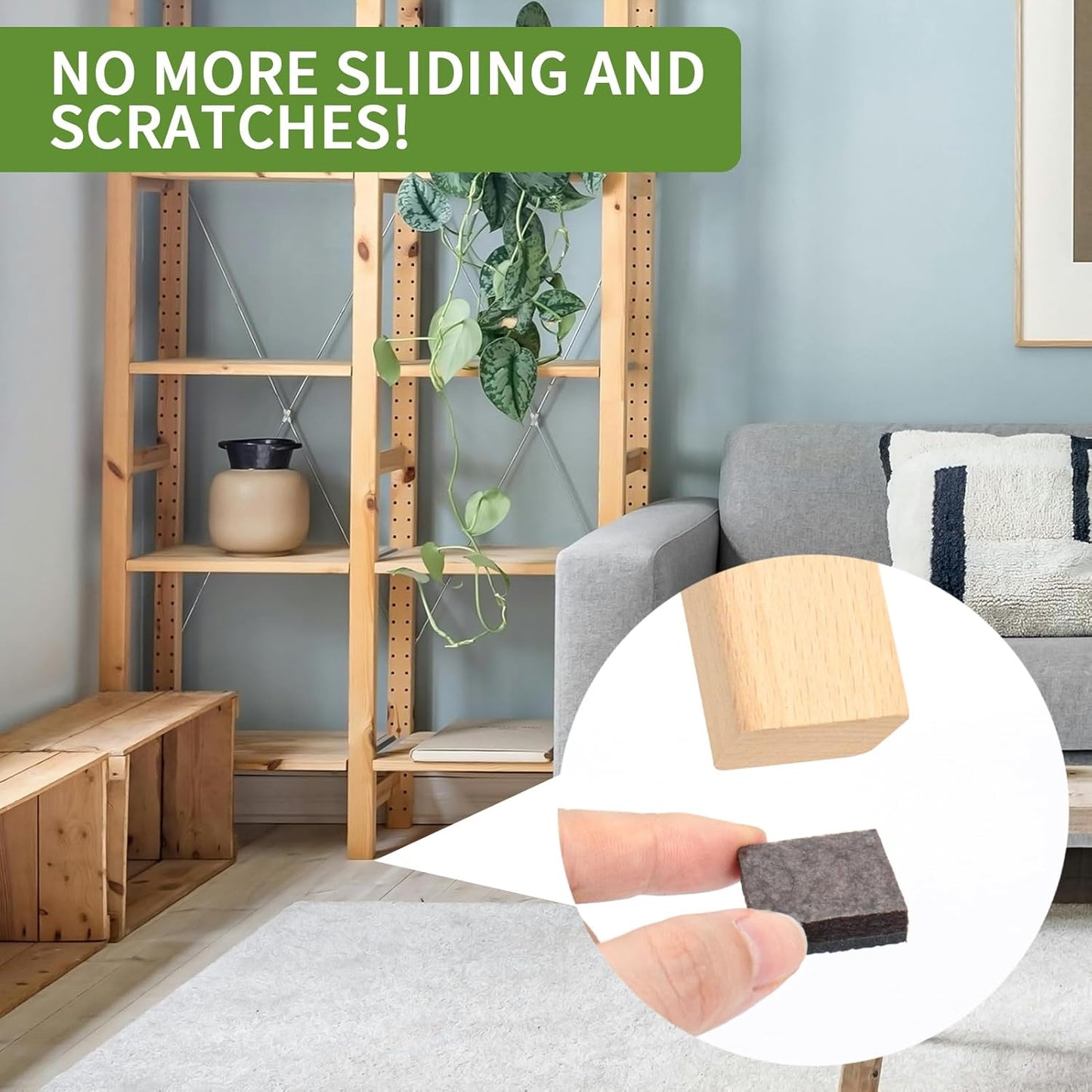 Non Slip Furniture Pads 60 PCS 1'' Square - Anti Slip Furniture Pads - Self Adhesive Rubber Feet Furniture Feet - Chair Leg Floor Protectors - Keep Furniture in Place