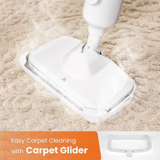 Sweetcrispy Steam Mop for Floor Cleaning,Lightweight Floor Steamer Cleaner for Hardwood/Tile/Laminate Floors Carpet, 2 Washable Pad,White and Grey