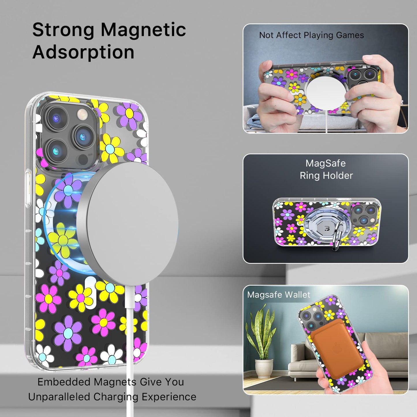Mybat Pro Magnetic Slim Clear Case For Iphone 14 Pro Case 6.1, Compatible With Magsafe, Cute Crystal Mood Series For Women Girls