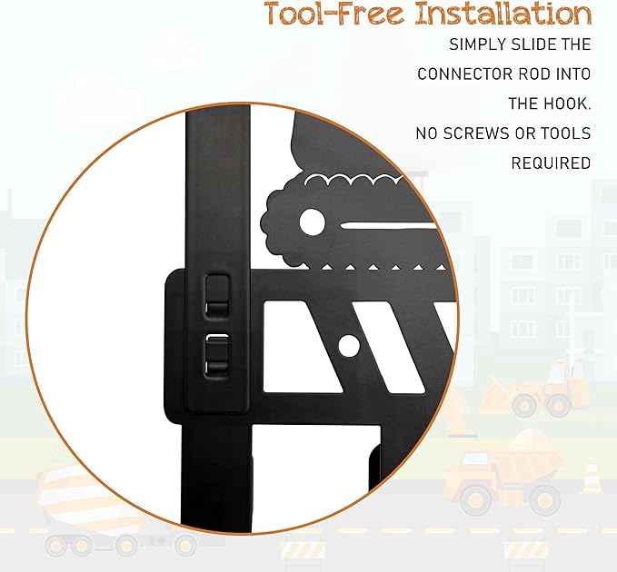 Construction Vehicle Over The Door Hooks - 8 Hook Organizer for Toddler Boys' Rooms, Bathroom & Nursery Decor, Toddler Bedroom & Nursery with Truck Design, Wall Mountable Heavy-Duty Metal Wall Hooks