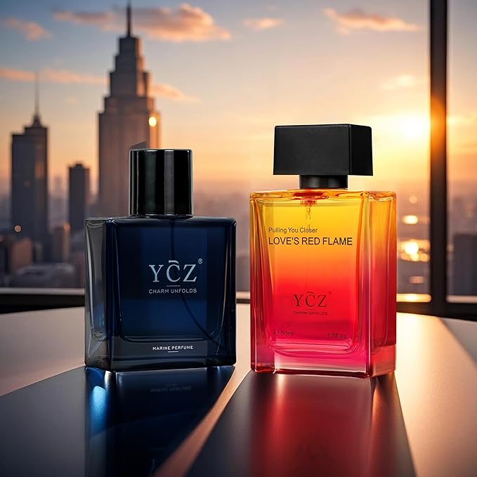 Ycz Eau de Parfum Ocean Fire Perfume Set, 1.7oz(50ml) Bottled 2pcs Men'S Luxury Perfume - Oriental Fresh And Long Lasting Floral Scent for Dating, Made for Men Valentine's Day Gift, Christmas Gifts