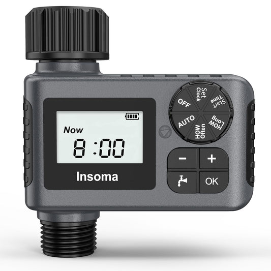 Outdoor Garden Hose Faucet Timers, Programmable Water Sprinkler Timer with Rain Delay/Manual/Automatic Drip Irrigation and Lawn Watering System for Yard, 1 Outlet