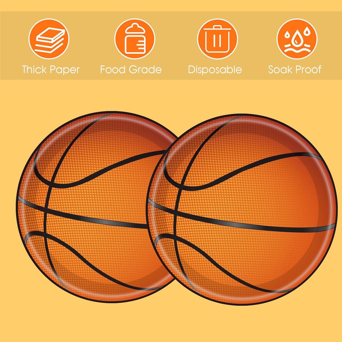 Basketball Party Decorations,60Pcs 7Inch Basketball Plates,Sports Theme Tableware Set,Disposable Paper Dessert Plates,for Baby Shower,Kids and Adults Basketball Theme Birthday Party Decor Supplies