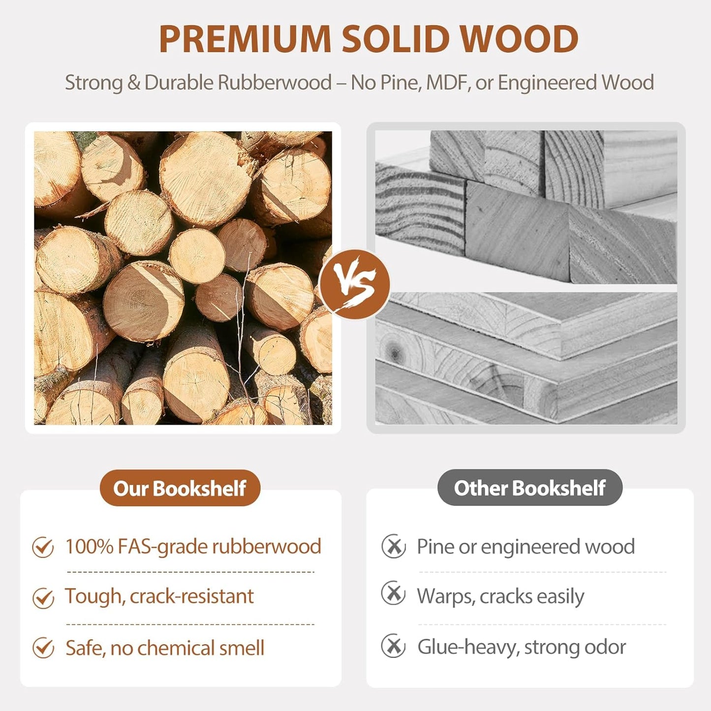 Solid Wood Rotating Bookshelf on Wheels, 5 Tier, Round Revolving Bookcase, 360° Spinning Book Shelf Tower for Kids, Narrow Rolling Bookshelves for Small Space, Corner, Bedroom, Office, White