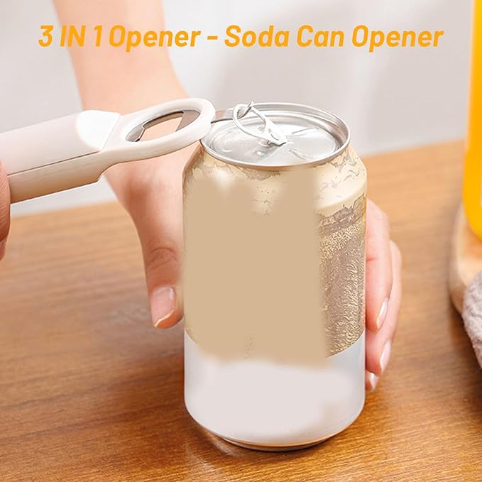 3 in 1 Jar Opener Bottle Opener Beer Soda Can Opener Manual, Adjustable Cap Screwer Jar Openers for Weak Hands Gifts for Seniors or Arthritis, Bottle Opener Magnet for Kitchen Storage (Red)