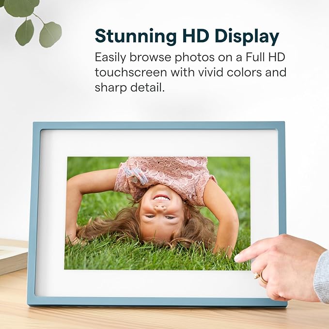 Skylight Digital Picture Frame 2 – 10" Full HD Wi-Fi Touch Screen, 16GB Digital Photo Frame, Load Photos & Videos Directly from Phone, Anti-Glare – Ideal for Personalized Gifting, Classic Blue
