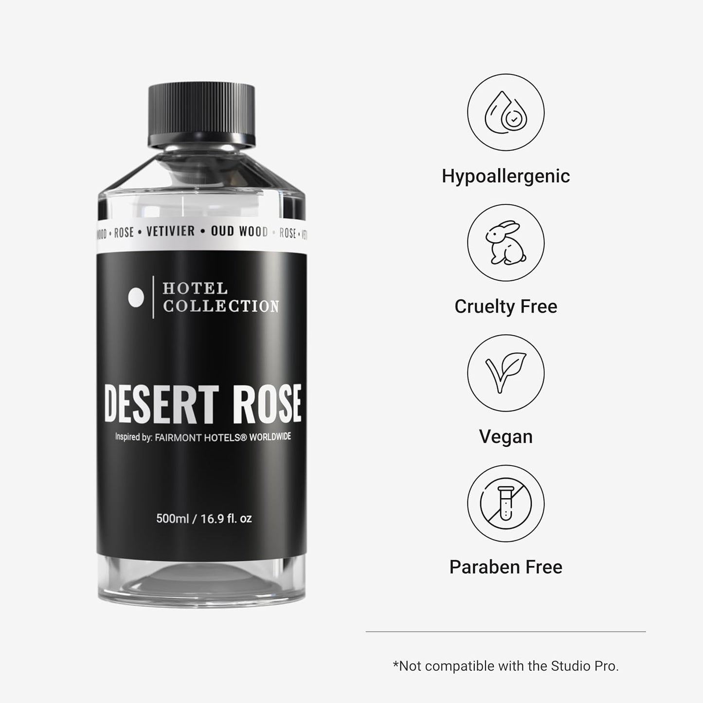 Hotel Collection Diffuser Oil - Desert Rose - Aromatherapy Essential Fragrance Oil - Floral Rose, Sweet Praline, Wood & Vetiver - 500mL 16.9 Fl oz