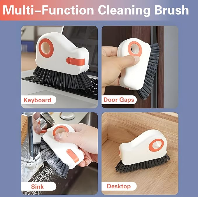 2 in 1 Groove Cleaning Brush, Window Track Cleaner, Magic Window Track Cleaner with Hard Bristle and Hidden Scraper,Crevice Brush for Sliding Door Track, Window Seal, Sill
