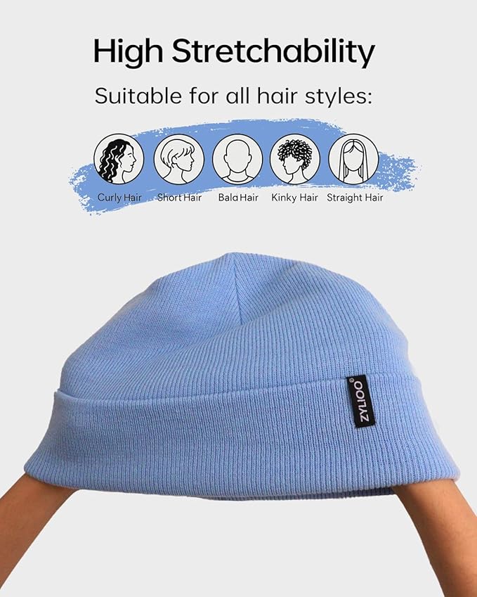 Zylioo Oversize Beanie Hats, XXL Big Size Ribbed Knit Cuffed Winter Hat for Cold Weather, Warm Skull Watch Cap