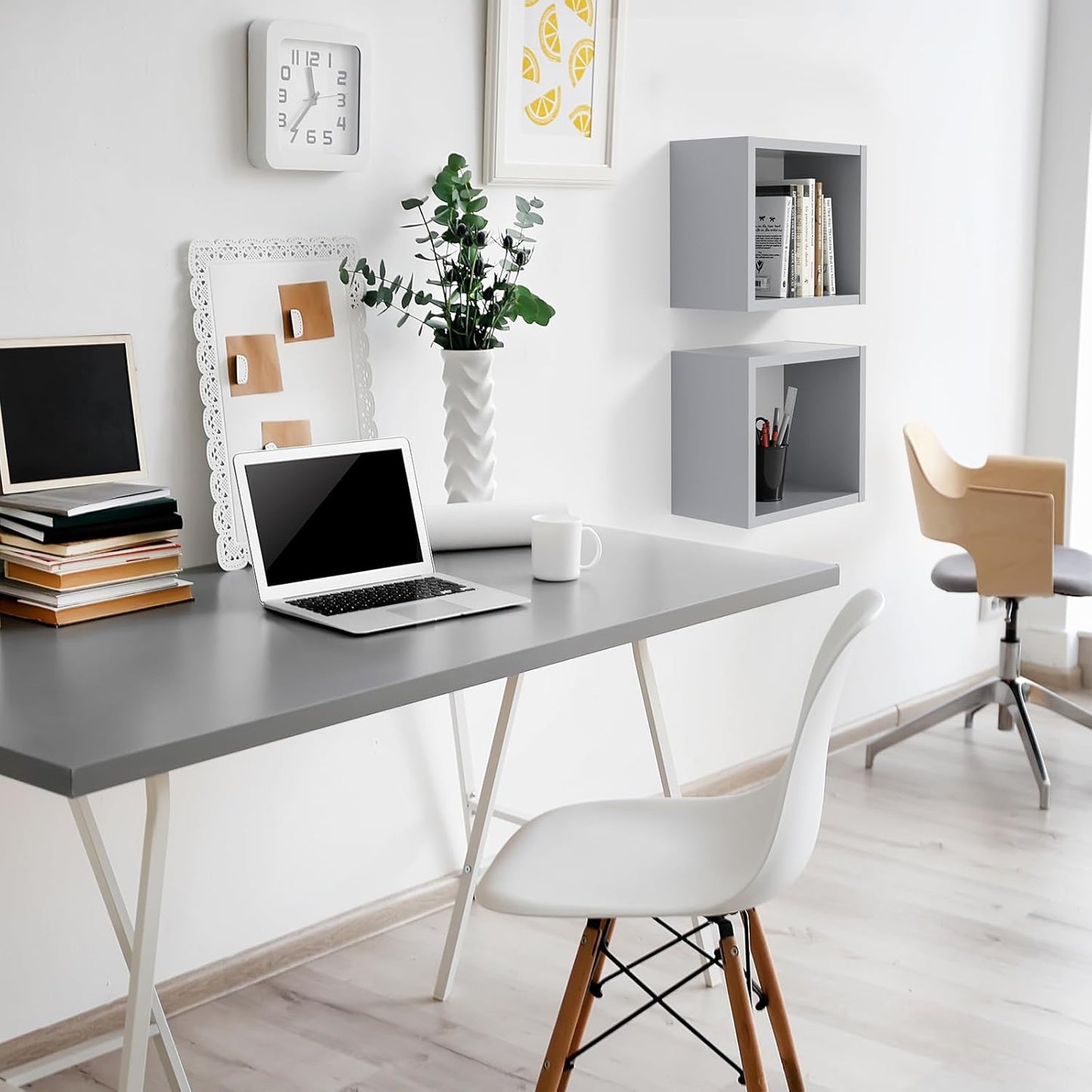 Kaboon Grey Table Top 30" D x 47.25" W, Solid One-Piece Desktop, Universal Wood Countertop, Reversible Laminate Top, Double Desks, L-Desk DIY, for Home and Commercial