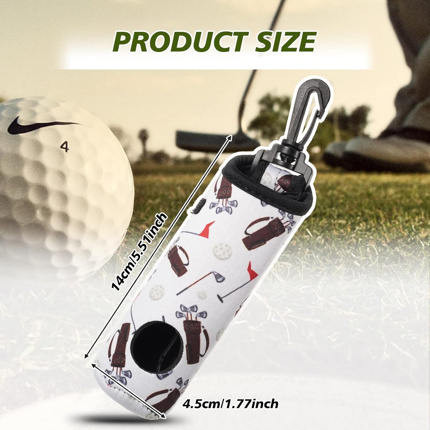 4 Pieces Golf Tee Holder Golf Ball Carry Bag Pouch Ball Holder Keychain Belt Clip Gifts Accessories