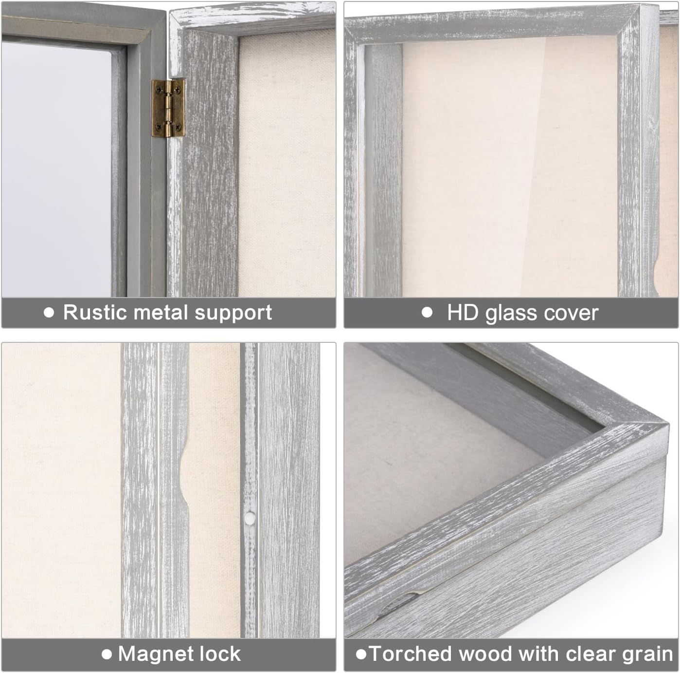 Love-KANKEI Shadow Box Frame 8x10 Shadow Box Display Case with Linen Back Memorabilia Awards Medals Photos Memory Box Gift Grey