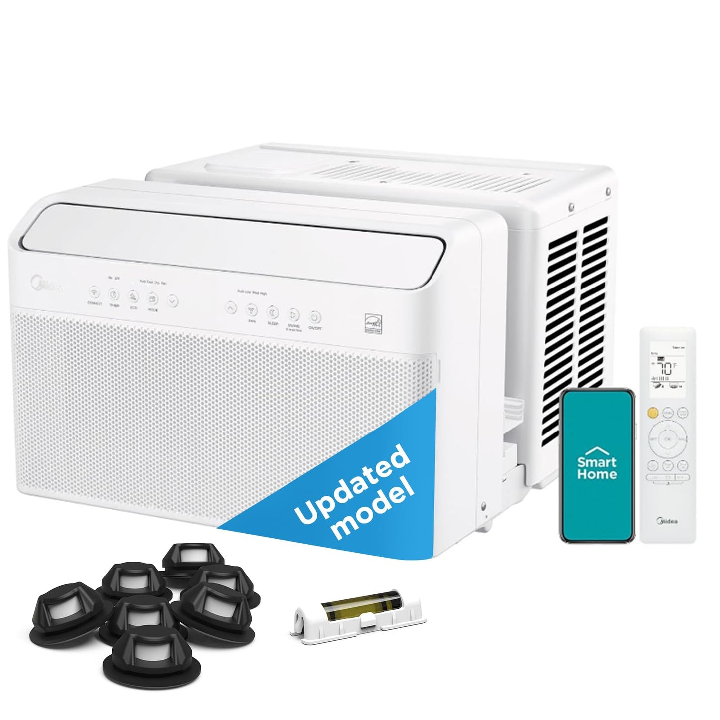 Midea 8,000 BTU U Shaped Smart Inverter Window Air Conditioner - Cools 350 Sq Ft, Ultra Quiet with Open Window Flexibility - Ale
