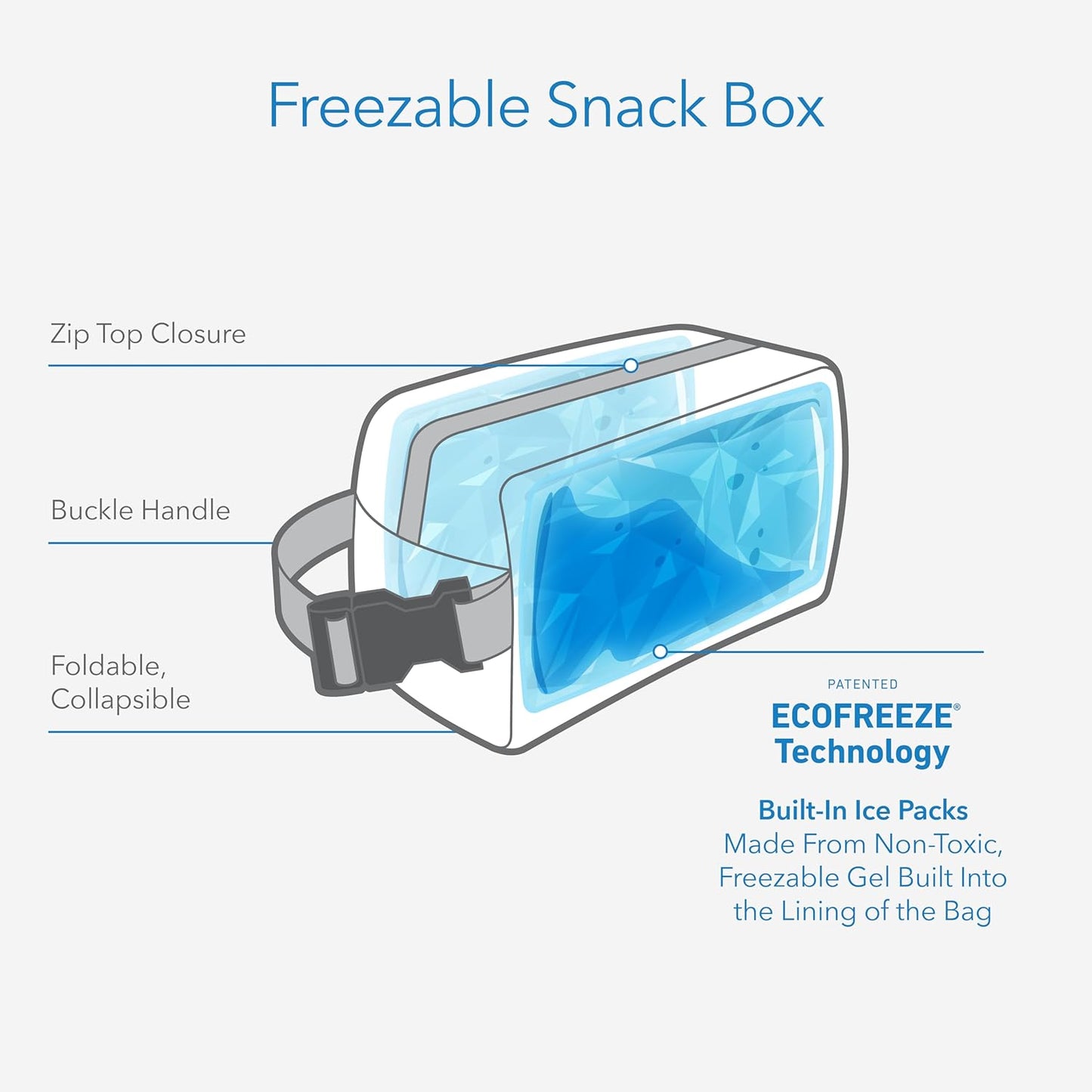 PackIt Freezable Snack Box, Sweet Strawberry, Built with ECOFREEZE Technology, Collapsible, Zip Closure with Buckle Handle, Designed For Work Snacks, Fresh Snacks On the Go, Adults, and All Ages
