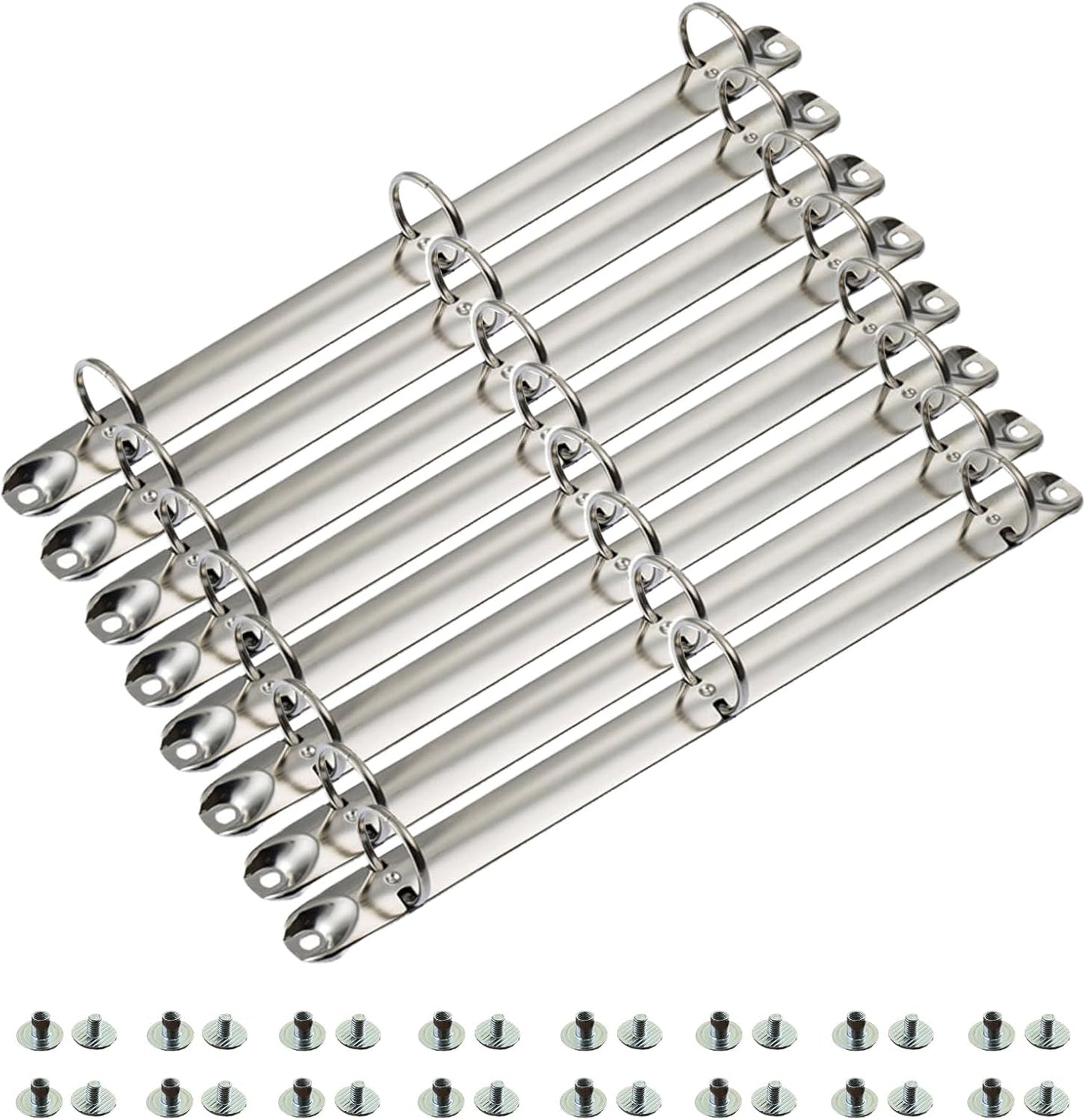 8 Pack Letter Size Ring Binder Mechanism, Metal 3 Ring Binders Ring Replacement Kit, Loose Leaf Binding Spines Combs for Organizers DIY Planners(Silver)