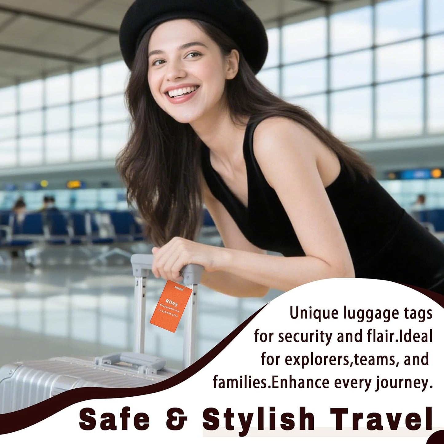 4PCS Personalized Luggage Tags for Travel Durable Aluminium Luggage Tags for Suitcases Custom Bag Tags for Backpacks Heavy Duty Personalized Name Tags for Birthday Gifts(Large,Yellow)