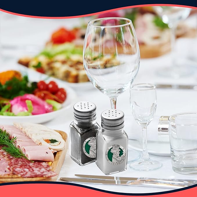 Heritage Pewter Irish Fighter Salt and Pepper Shaker Set of 2 Bottles | Expertly Crafted Pewter Glass