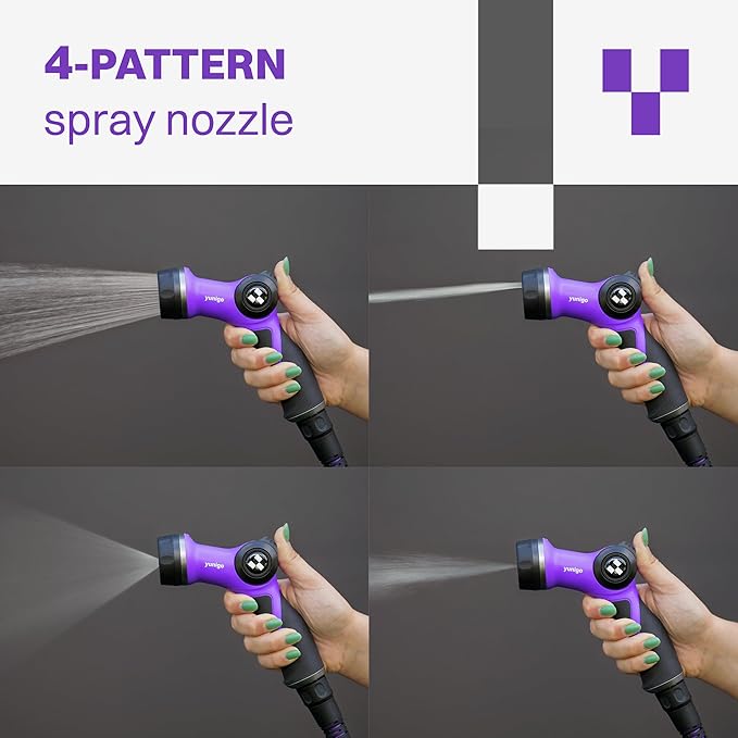RELAX 50ft Expandable Purple Garden Hose – Lightweight No-Kink Design with Durable Aluminum Fittings, Spray Nozzle & Hose Mender for Home & Garden Watering