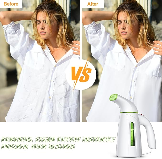 OGHom Steamer for Clothes,Portable Handheld Travel Steamer,300ml Large Capacity,700W,30 Second Fast Heat Up Garment Steamer (Light Green)