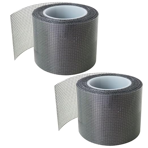 Instant Screen Repair Kit 2-Pack, 2" x16.5' Black Fiberglass Tape for Windows & Doors | Fixes Tears & Holes