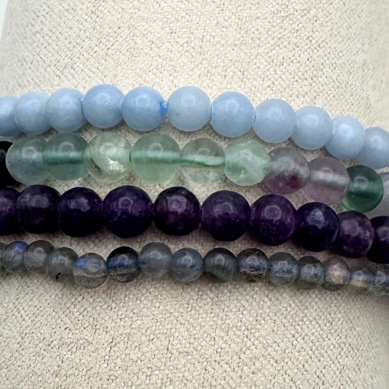 Wendy Kleiner Crystal Bracelet and Crystal Bracelet Stack – Healing Stone Beads – Small Size Beads - Spiritual Energy Jewelry – Elastic, Unisex, Gift-Ready (Healing Crystal Bracelet)