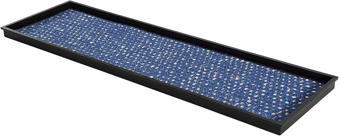 Anji Mountain AMB0BT4F-010 Black Rubber Boot/Shoe Tray with Coir, Fits 4 Pair (46.5" Wide), Blue & Ivory Insert