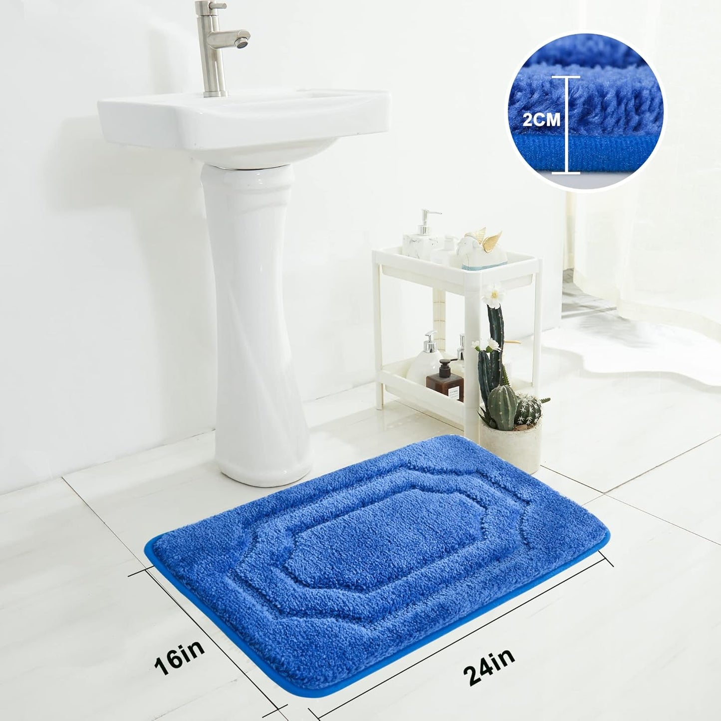 BEQHAUSE-Bathroom-Rugs-Non-Slip-Soft-Thick-Bath-Mats for Bathroom Floor Absorbent Shower Mat Machine Washable Quick Dry Bath Mat for Shower, and Tub 16"X24",Navy Blue