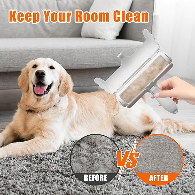Pet Hair Remover Lint Roller for Pet,Cat Hair Removal Tool Reusable Lint Roller for Furniture, Couch, Carpet, Clothing and Bedding,White Grey