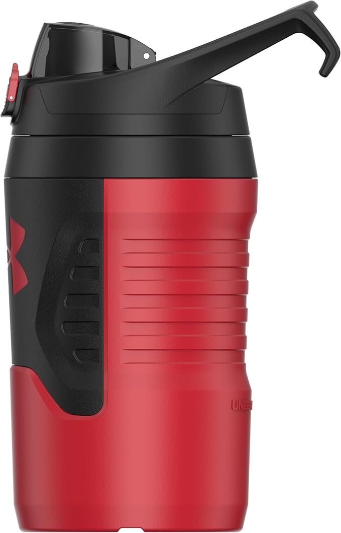 Under Armour 32 oz Insulated Water Bottles - Sports Water Jug with Fence Hook, Leak Resistant for Baseball, Football & More, 32 oz Insulated, Red/Black