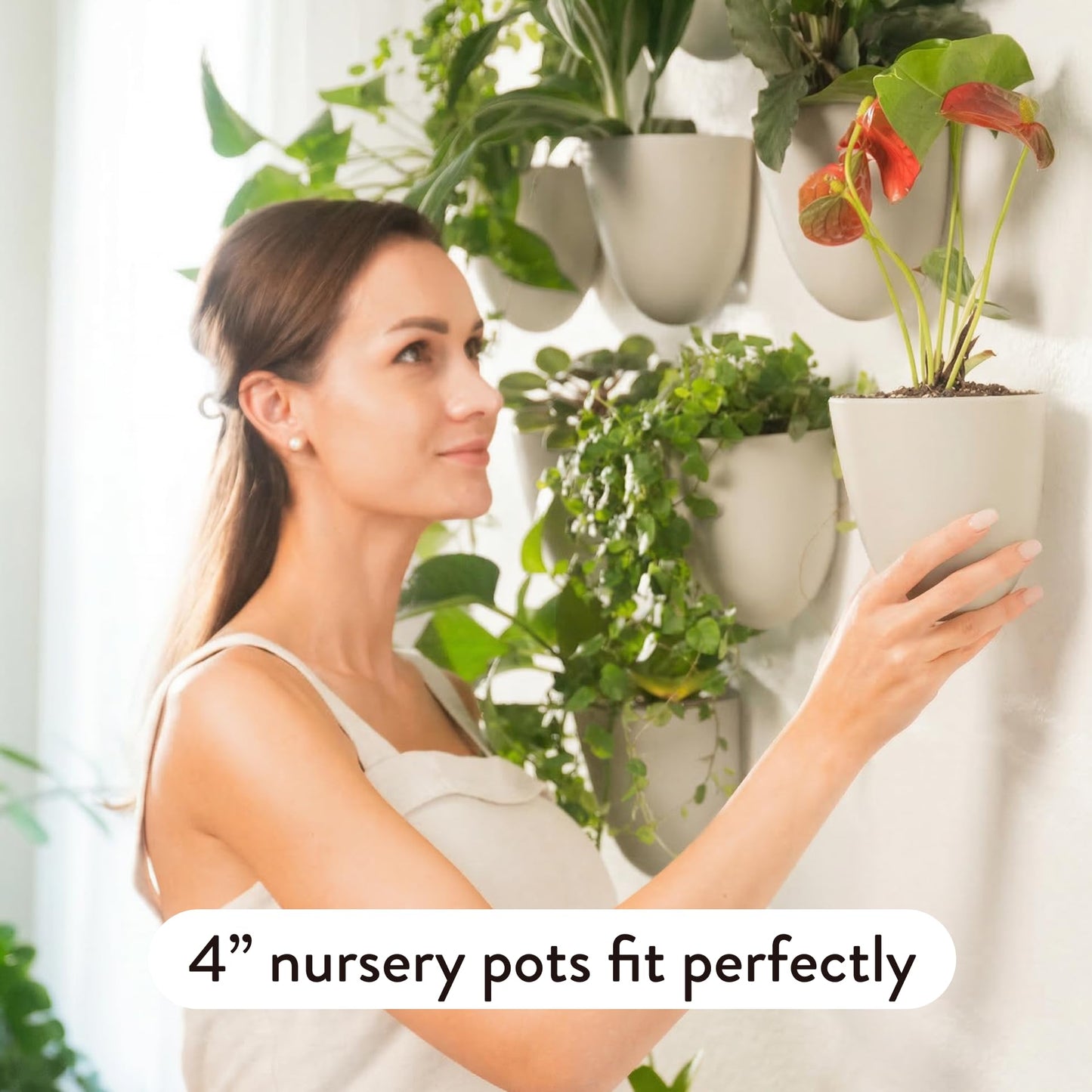 Make Good PlantPod Luxe - Self-Watering Wall Planters (Set of 6, Stone) - Easy to Water and Install - Lightweight - Design Your Own Vertical Garden - Wall Planters for Indoor Plants