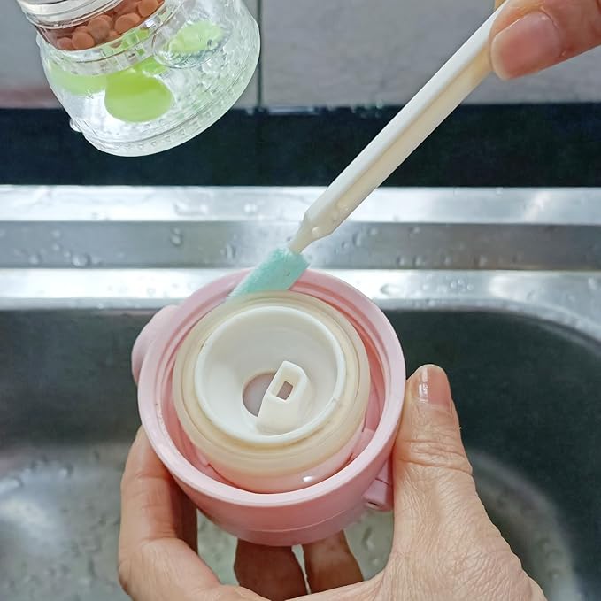 Coralpearl Bottle Cap Brush Mini with Little Flat Detail Scrubbers, Tiny Crevice Split Crack Cleaner for Cleaning Groove Gap Corner of Lids, Window Door Tracks, Grout, Small Parts, and Keyboard (1)