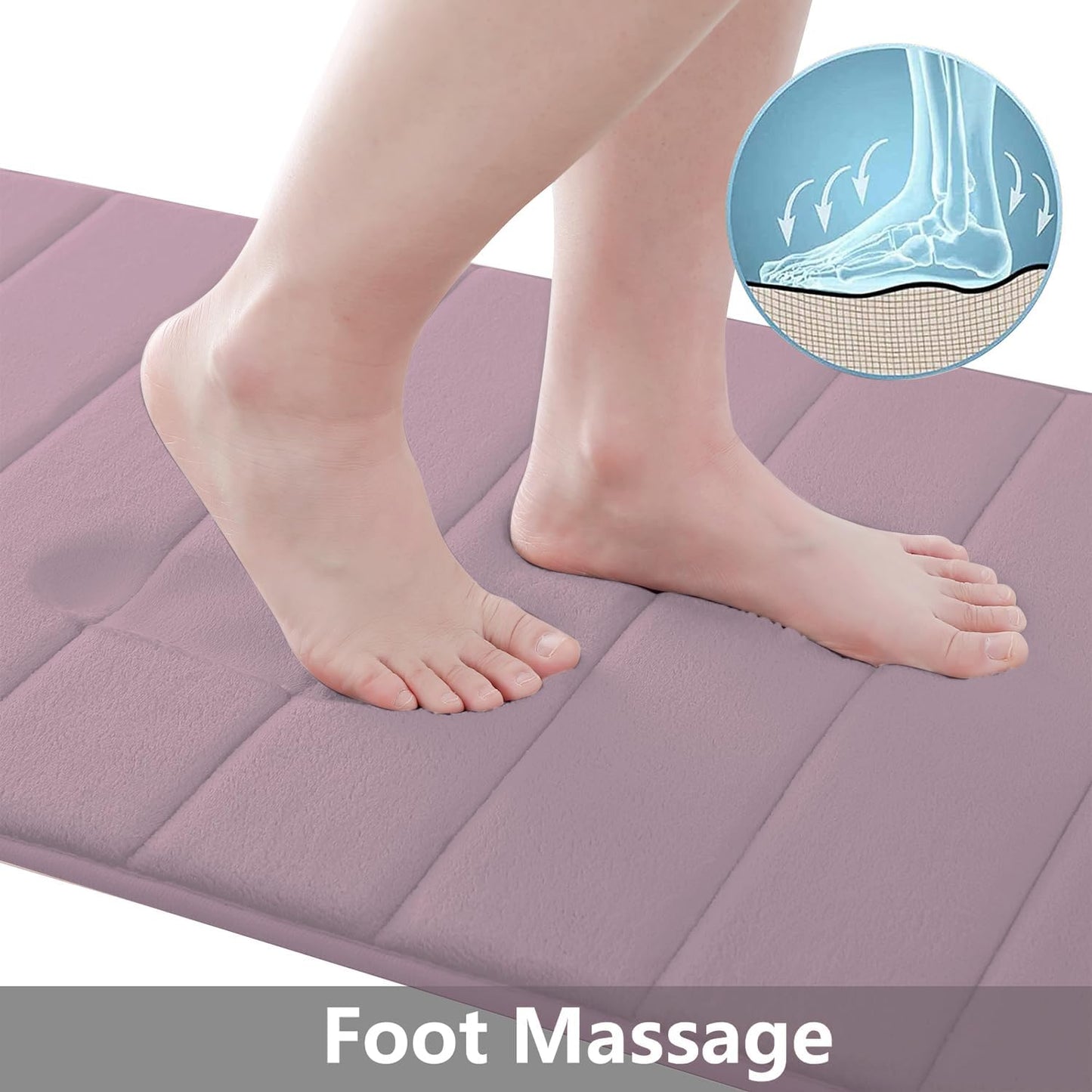 Buganda Memory Foam Bath Mat, 55" x 24", Ultra Soft and Non-Slip Bathroom Rugs, Water Absorbent and Machine Washable Bath Rug Runner for Bathroom, Shower, and Tub, Mauve
