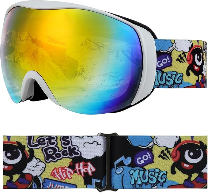 OTG Kids Ski Goggles Kids Snowboard Goggles for Boys Girls Toddler Youth Kid Snow Goggles Anti-Fog UV400 Protection