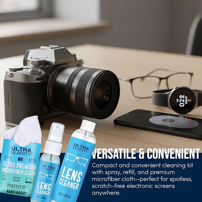 Powered by Nano Magic Eyeglass Lens Cleaning Spray 22oz Value Pack | 2 2oz Sprays, 6oz Spray, 2 6oz Refills, 5 Microfiber Cloths | Ideal for Glasses, Phone, Screens, Coated Surfaces